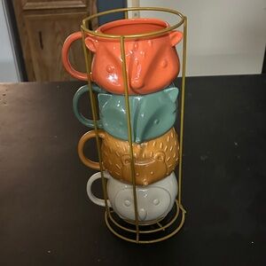 Animal Face Stackable Mugs with Holder